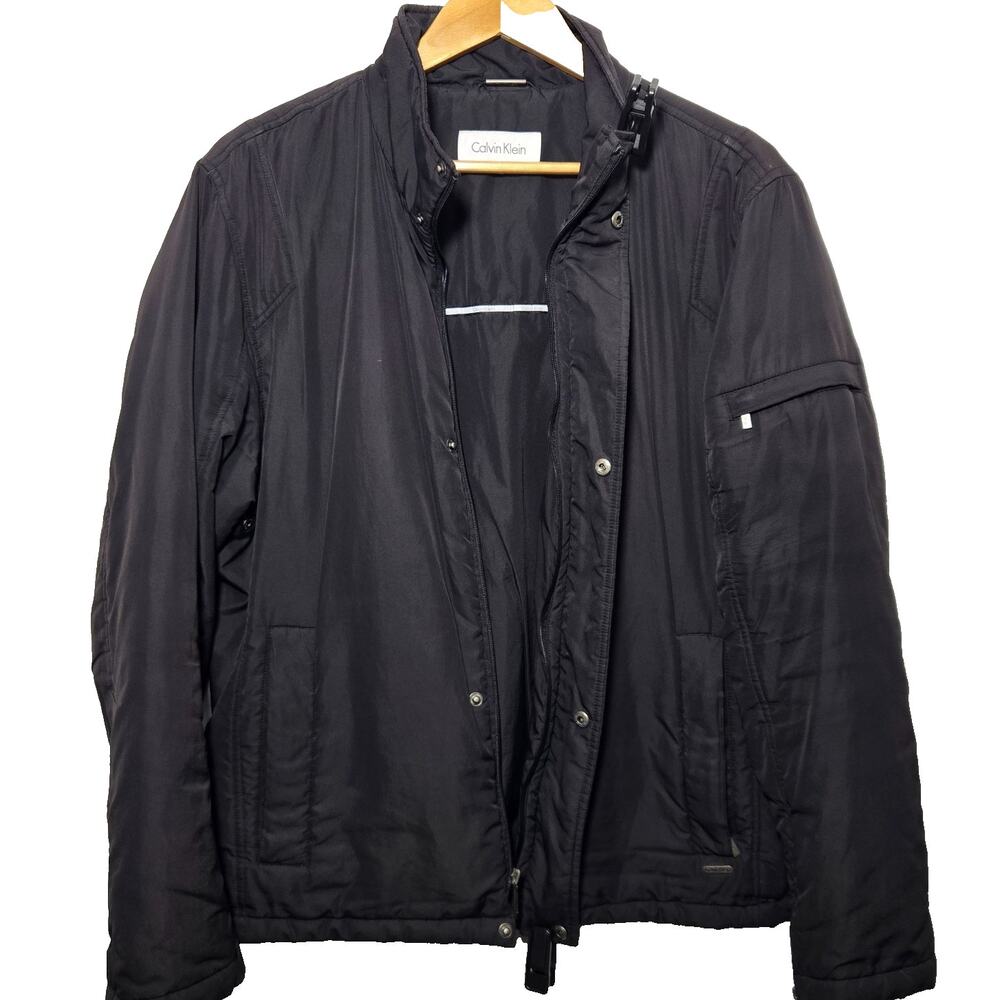 Calvin Klein Men's Puffer Jacket Black Medium Full Zip Insulated Coat Warm
